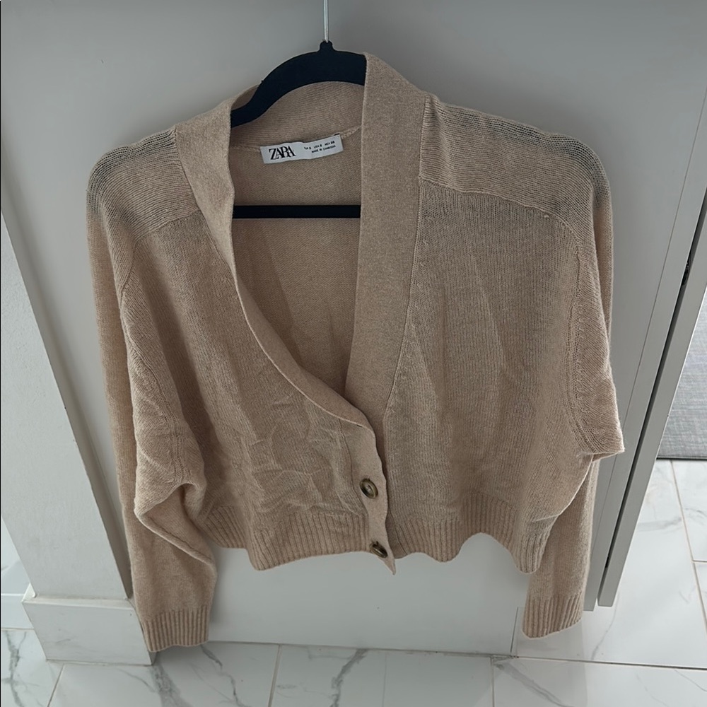 Zara Women's Beige cardigan Cashmere Small S Nude